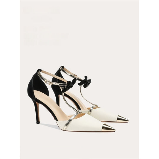 Damen elegante High Heel Schuhe mit modischem Riemendesign und zierlicher Schleifenverzierung EB