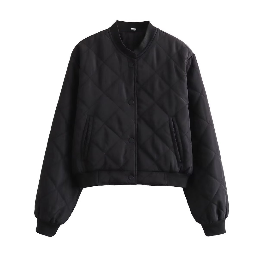 Damen gesteppte Kurzjacke mit praktischem Knopfverschluss EB