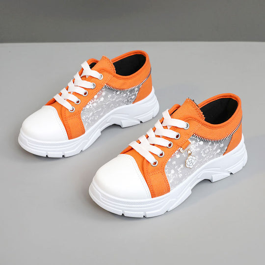 Damen Sneaker mit transparenten Einsätzen und modischem Reißverschluss EB