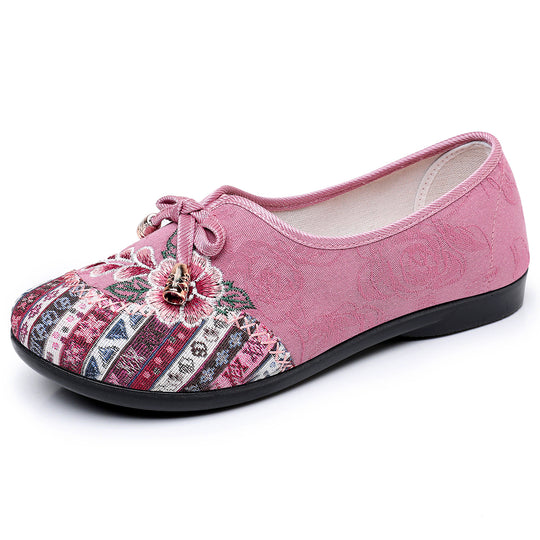 Damen Elegante und kunsthandwerkliche Ballerinas mit floralem Stickdesign EB
