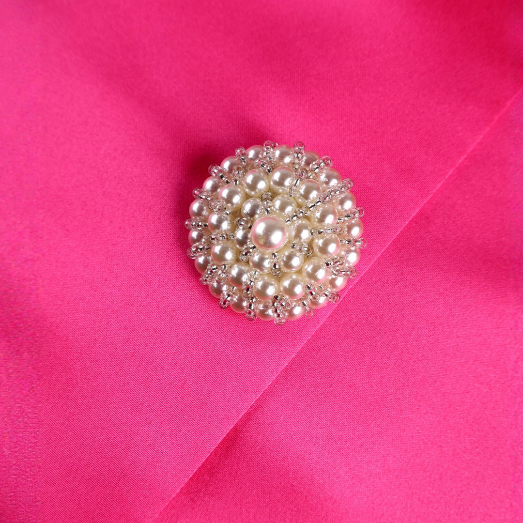 Damen Elegantes Blazer-Kleid mit Puffärmeln und Glitzerknöpfen EB