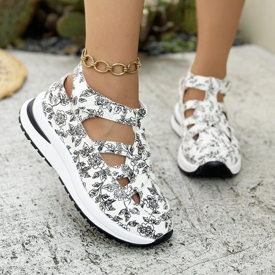 Damen Sportliche Freizeitschuhe mit floralem Design und rutschfester Sohle EB