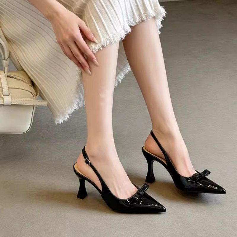 Damen spitze Slingback-Pumps mit eleganter Schleifenverzierung EB