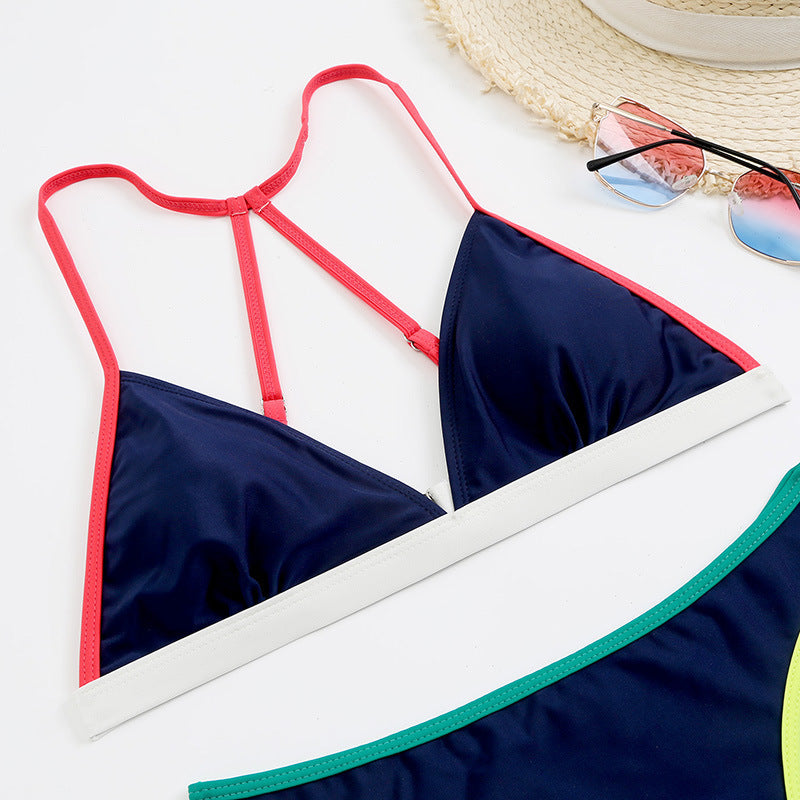 Damen Triangelbikini mit sportlichem Design und modischen Kontrasten EB