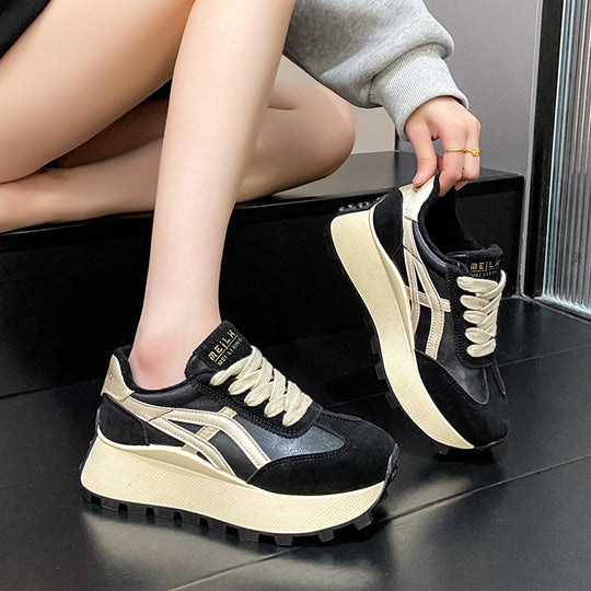 Damen Sportliche Plateau Sneakers mit rutschfester Sohle und atmungsaktivem Obermaterial EB