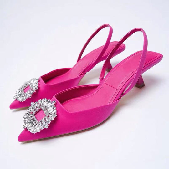 Damen Slingback-Pumps mit funkelndem Schmuckdetail EB