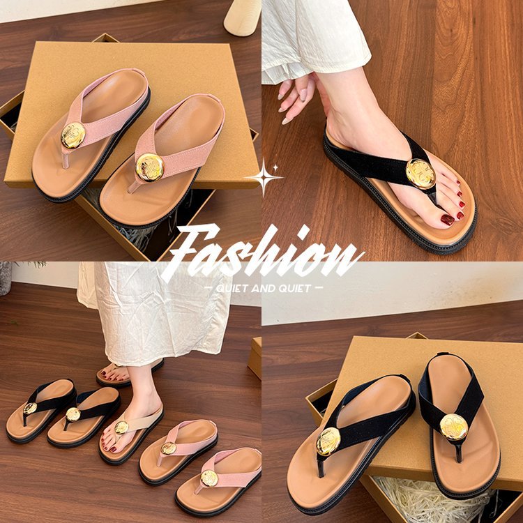 Damen Zehentrenner-Pantoletten mit elegantem Schmuckdetail und komfortabler Sohle EB