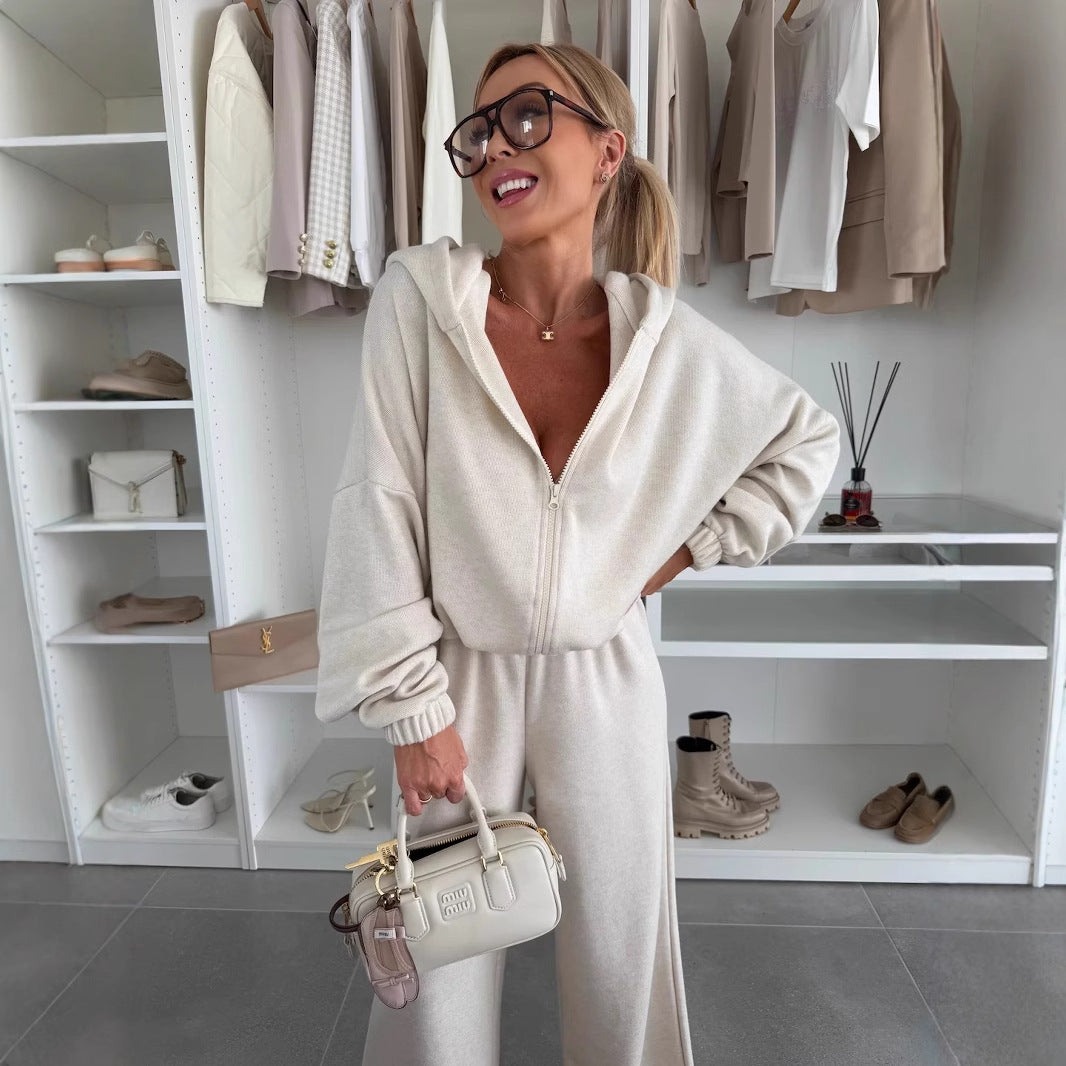 Damen eleganter Fleece-Jumpsuit mit hohem Kragen und durchgehendem Reißverschluss EB