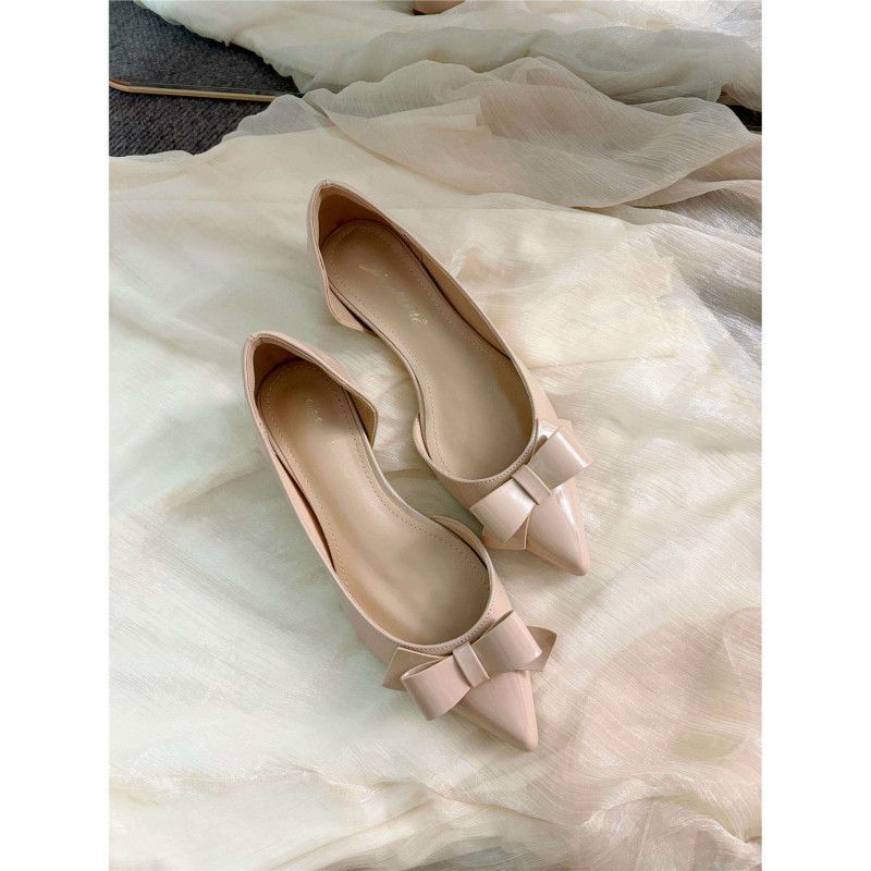 Damen elegante spitze Pumps mit dekorativem Schleifendetail EB