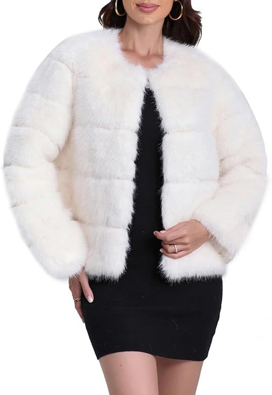 Damen Flauschige Kunstpelzjacke EB