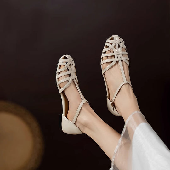 Damen Bequeme Sandalen mit offenem Zehenbereich und elegantem Riemchen-Design EB