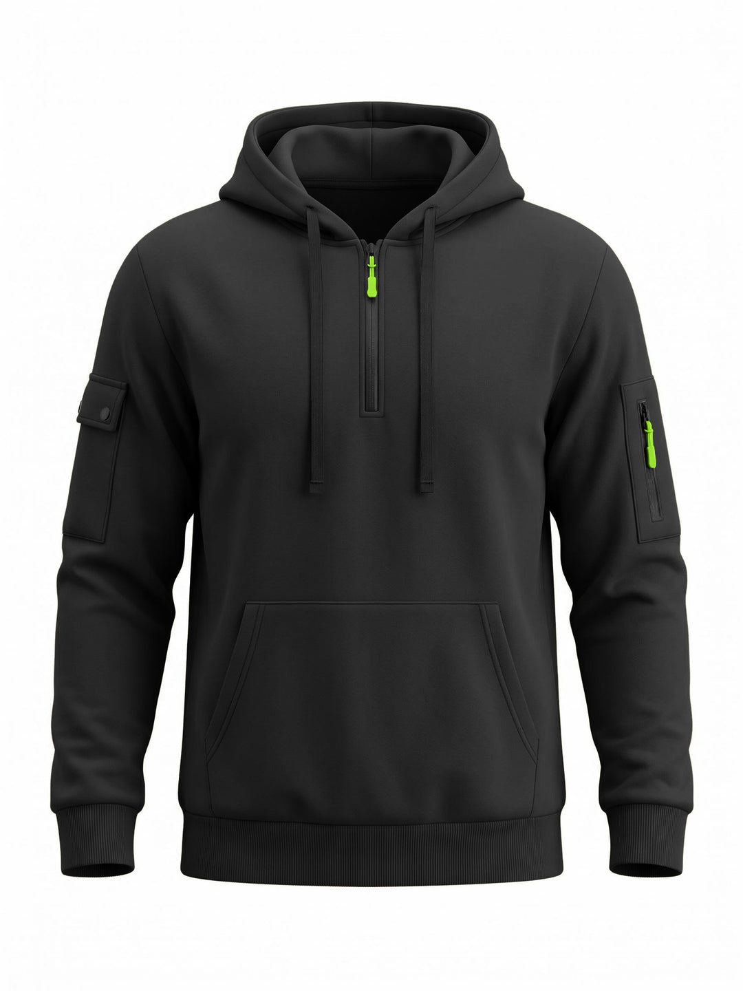 Herren Kapuzenpullover mit halbem Reißverschluss und Utility-Ärmeltasche EB