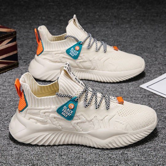 Damen sportliche Obermaterial-Stretch Sneakers mit rutschfester Sohle und hohem Komfort EB