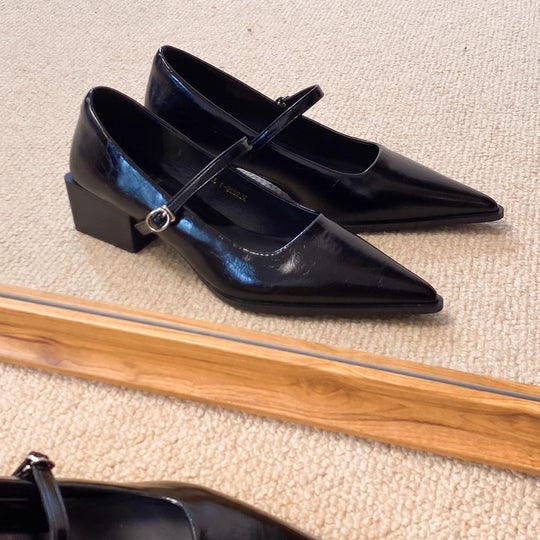 Damen elegante Mary Jane Pumps mit modischer Blockabsatzgestaltung EB