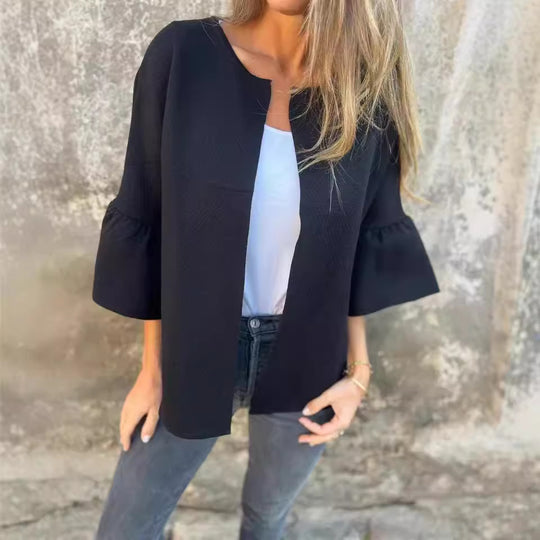 Damen modische Cardigan mit auffälligen Glockenärmeln und lockerer Passform EB