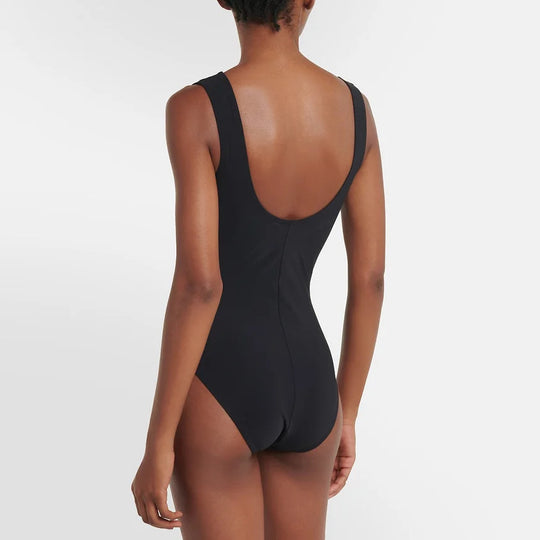 Damen eleganter V-Ausschnitt Schwimmanzug mit stilvollem Wickelrock EB
