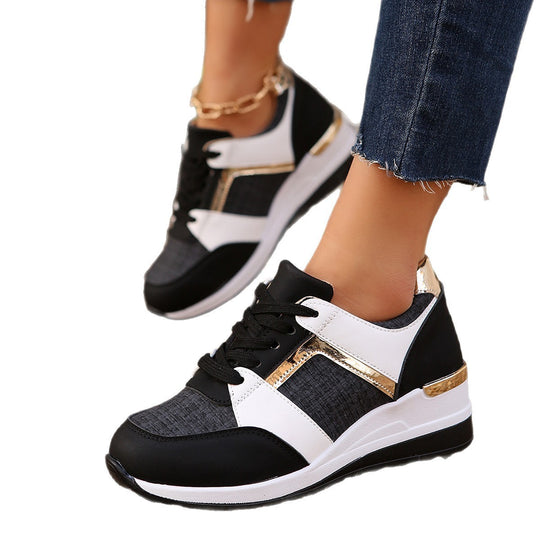 Damen modische Sneakers mit goldenen Akzenten und atmungsaktivem Obermaterial EB