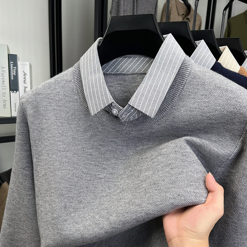 Damen Strickpullover mit integriertem Hemdkragen EB