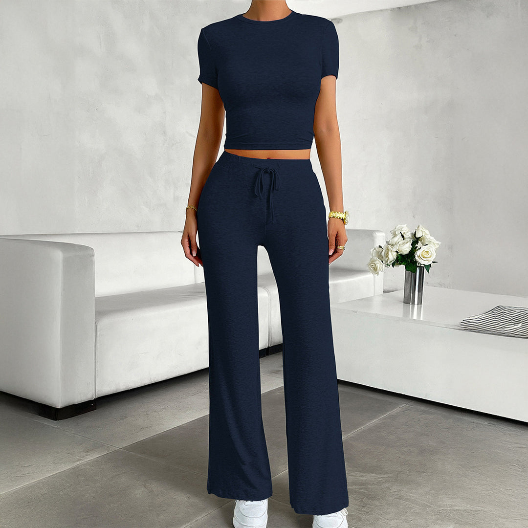 Damen Bequemer Loungeanzug mit kurzem Oberteil und weitem Schnitt EB