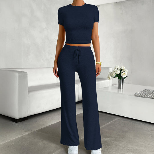 Damen Bequemer Loungeanzug mit kurzem Oberteil und weitem Schnitt EB
