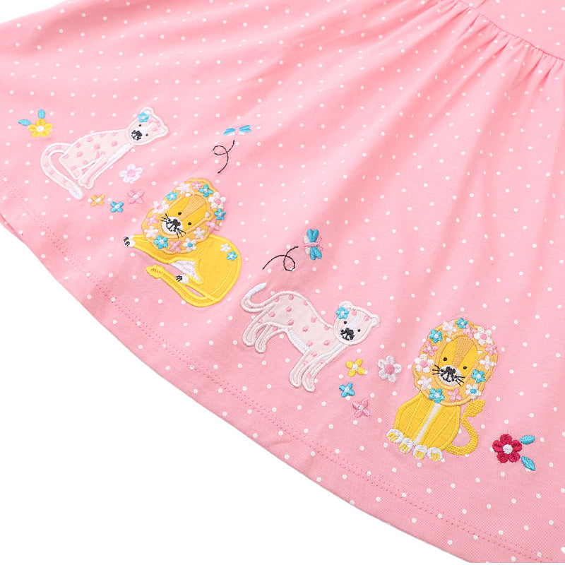 Mädchen Sommerkleid mit niedlichen Tierapplikationen EB