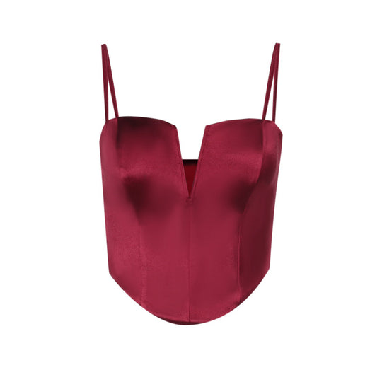 Damen Satin-Bustier mit V-Ausschnitt und verstellbaren Trägern EB