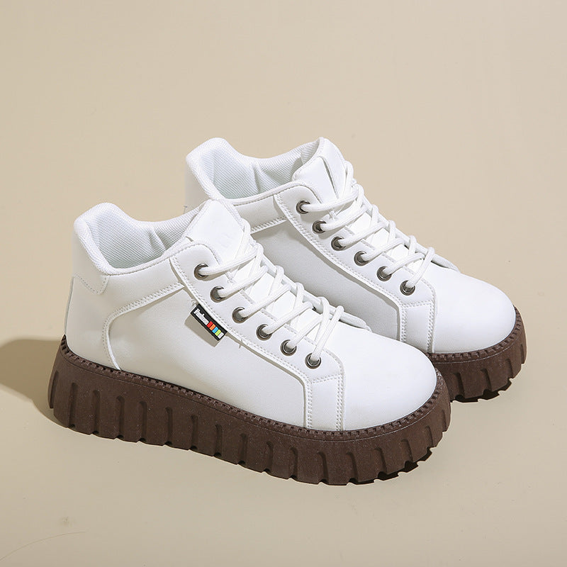 Damen High-Top Sneakers mit dicker Gummi-Laufsohle und wasserabweisendem Obermaterial EB