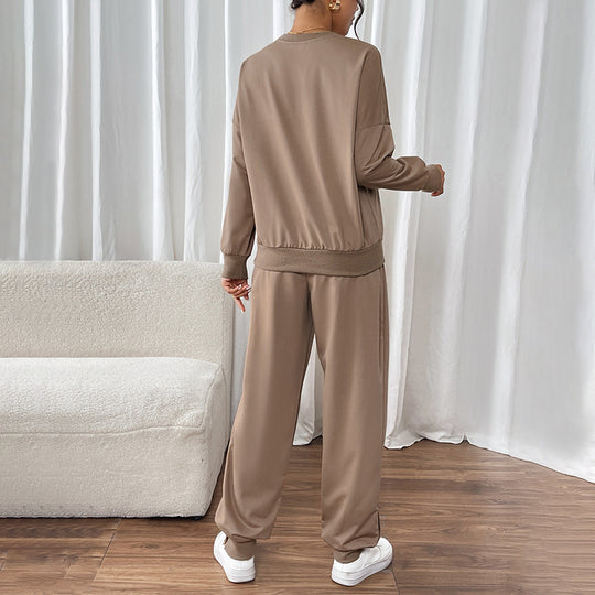 Damen sportliches Sweatshirt- und Jogginghose-Set mit elastischem Bund EB