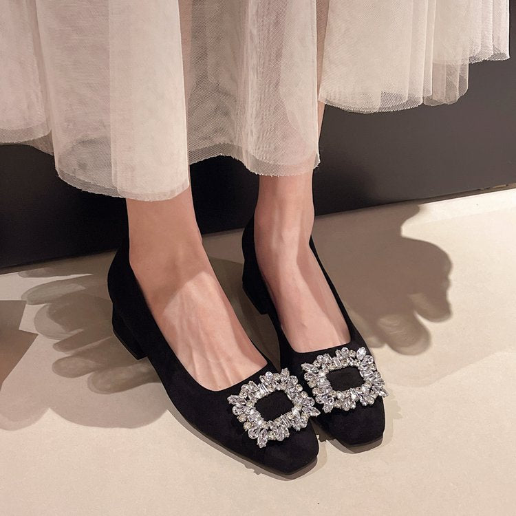 Damen Designer-Blockabsatzpumps mit Glitzerakzenten EB
