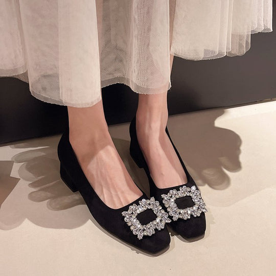 Damen Designer-Blockabsatzpumps mit Glitzerakzenten EB