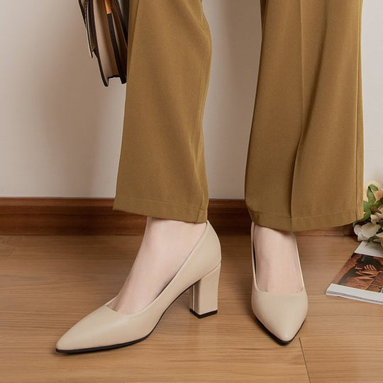 Damen elegante spitze Blockabsatz-Pumps EB