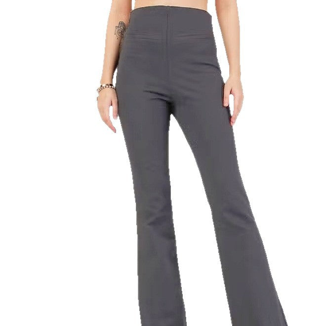 Damen Flared Pants mit hohem Bund und elastischem Material EB