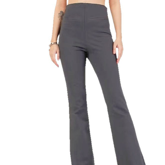 Damen Flared Pants mit hohem Bund und elastischem Material EB