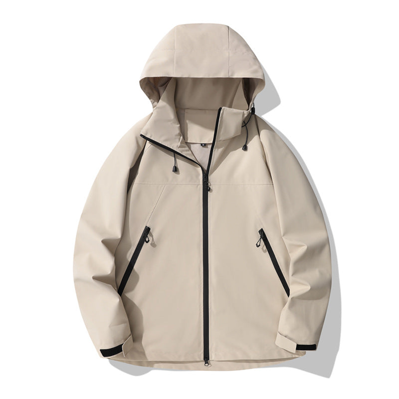 Damen wasserabweisende Outdoor-Jacke mit verstellbarem Kapuzenkragen und funktionalen Reißverschlusstaschen EB