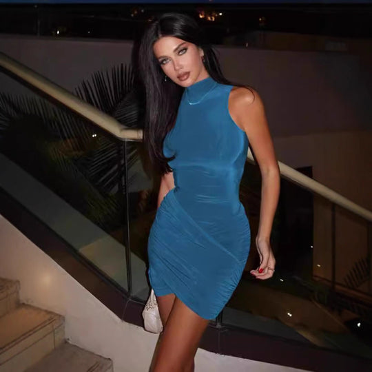 Damen Schnelles Körperbetontes Kleid mit raffiniertem Wickeldesign EB