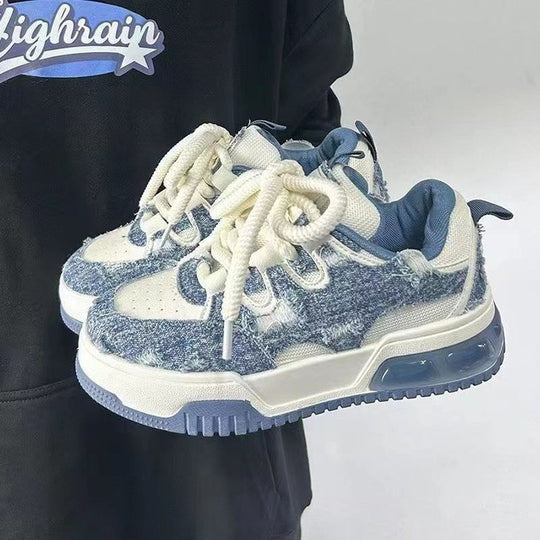 Damen Sportliche Denim Sneaker mit dämpfender Sohle und modischem Design EB