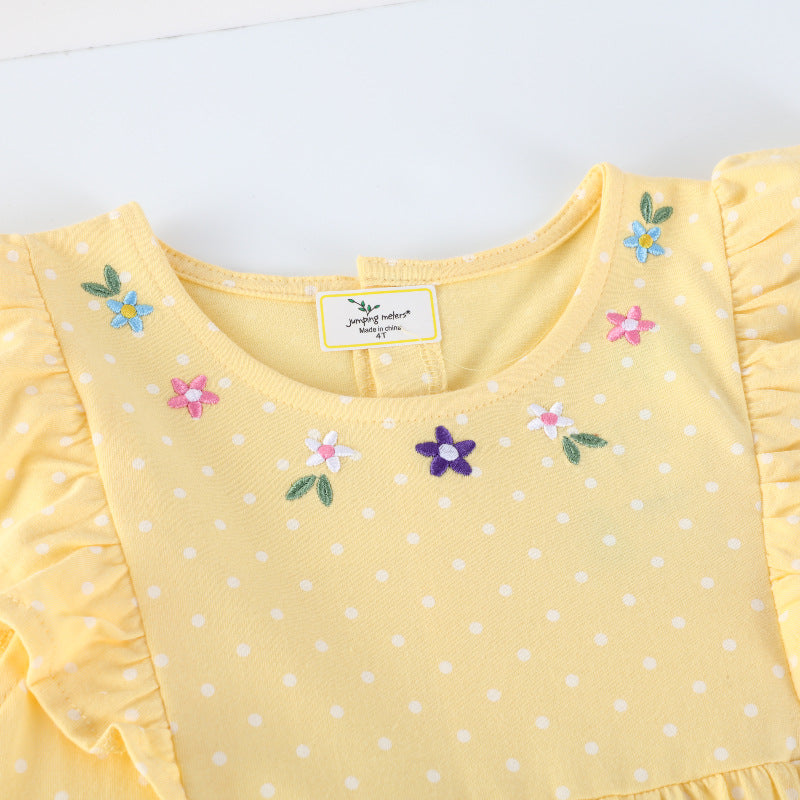 Mädchen Sommerkleid mit verspielten Hasen- und Blumenstickereien EB