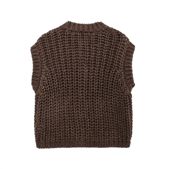 Damen modische Strickjacke mit Knopfleiste und Taschen EB