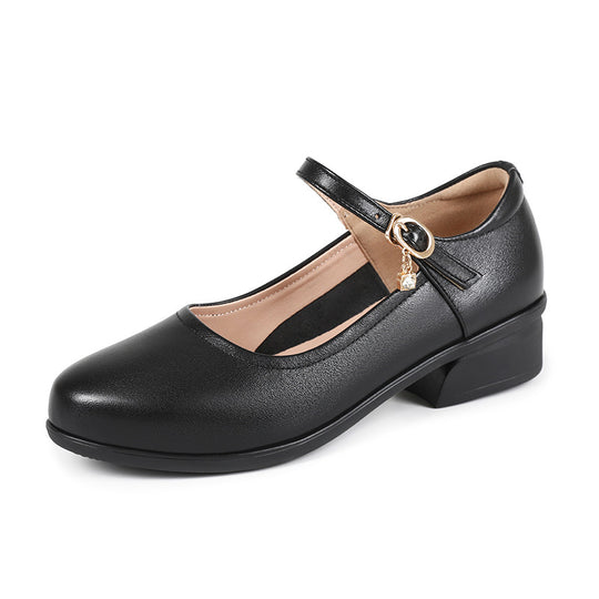 Damen Mary Jane Pumps mit bequemem Blockabsatz und modischem Schnallenakzent EB