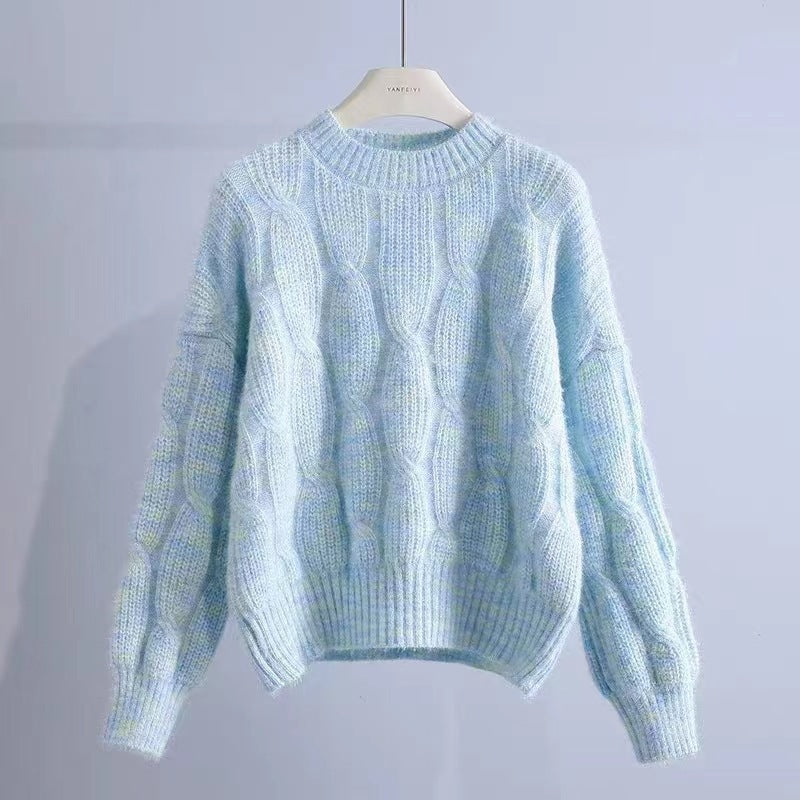 Damen Grobstrickpullover mit innovativem Wellenmuster EB