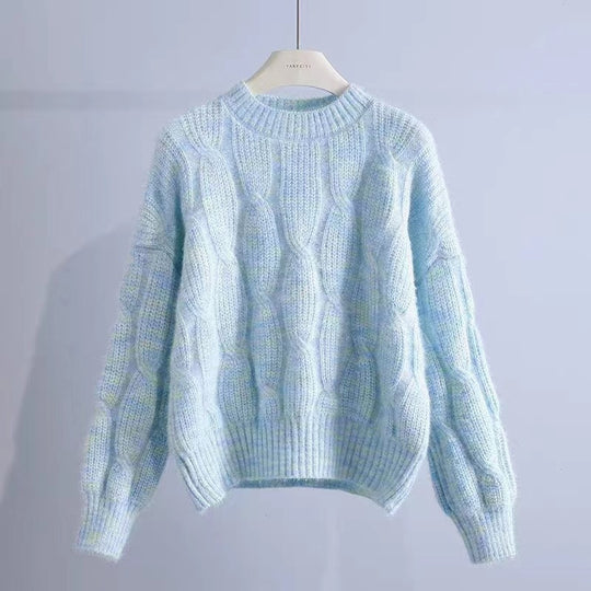 Damen Grobstrickpullover mit innovativem Wellenmuster EB