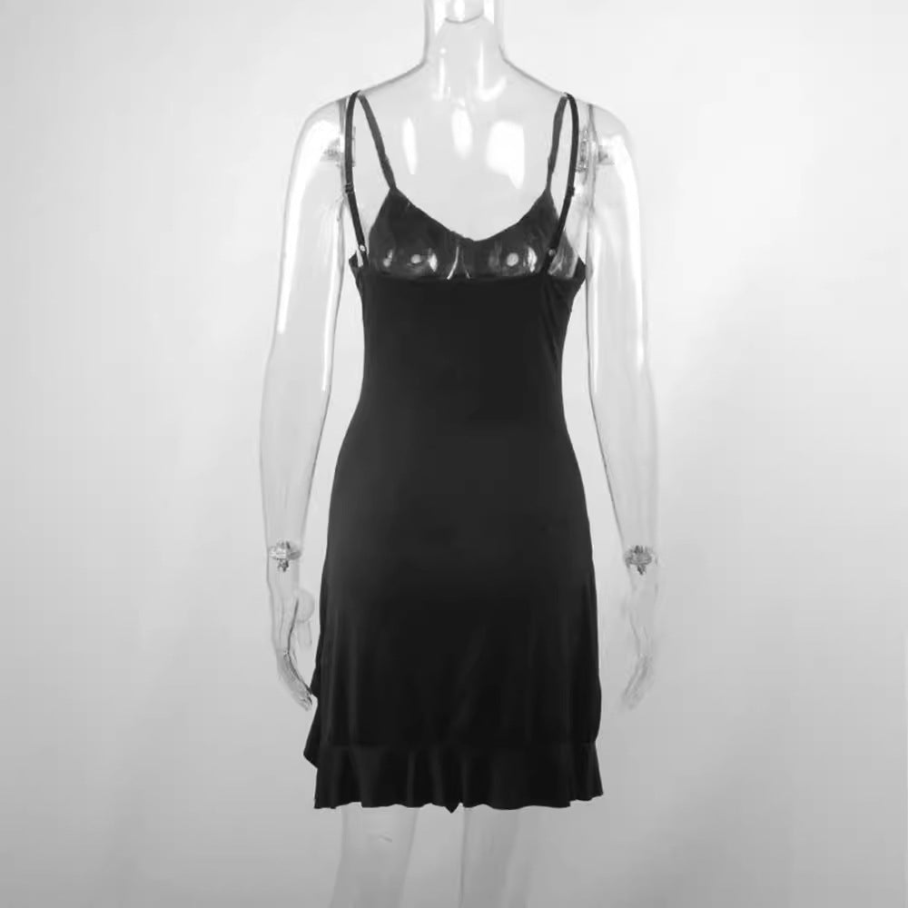 Damen Wickelkleid mit tiefem V-Ausschnitt und halbtransparenten Details EB