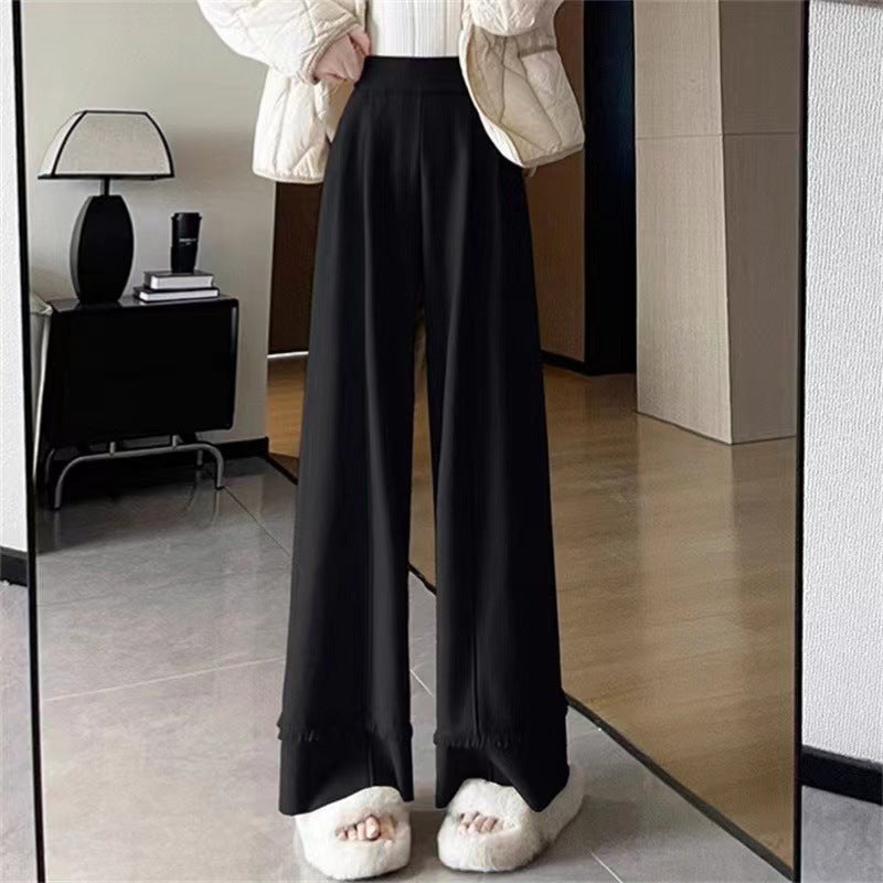 Damen Elegante, weit geschnittene Hose mit Fransen EB