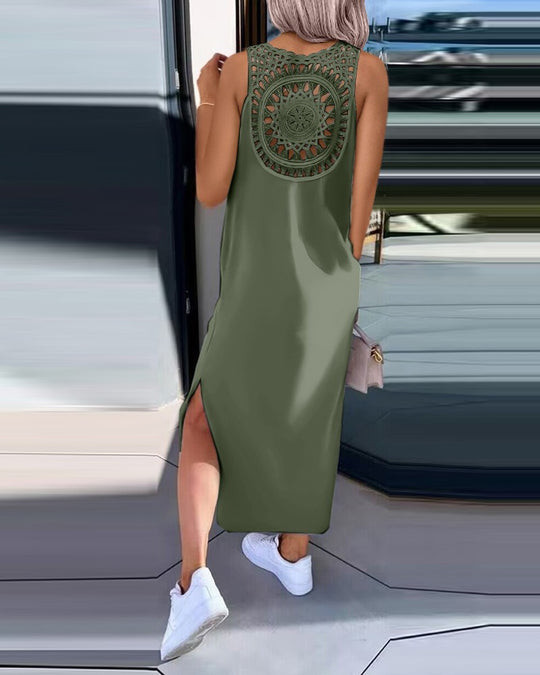 Damen Maxi-Kleid mit handgefertigter Spitze EB