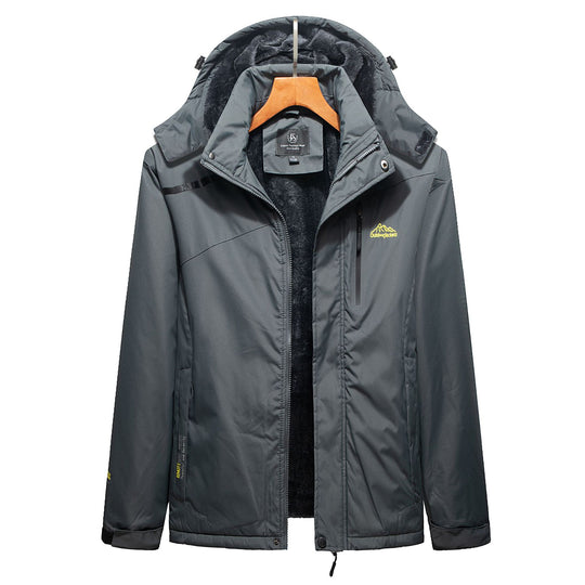 Herren Wasserabweisender Outdoorparka mit Teddyfutter, abnehmbarer Kapuze und Reißverschlusstaschen EB