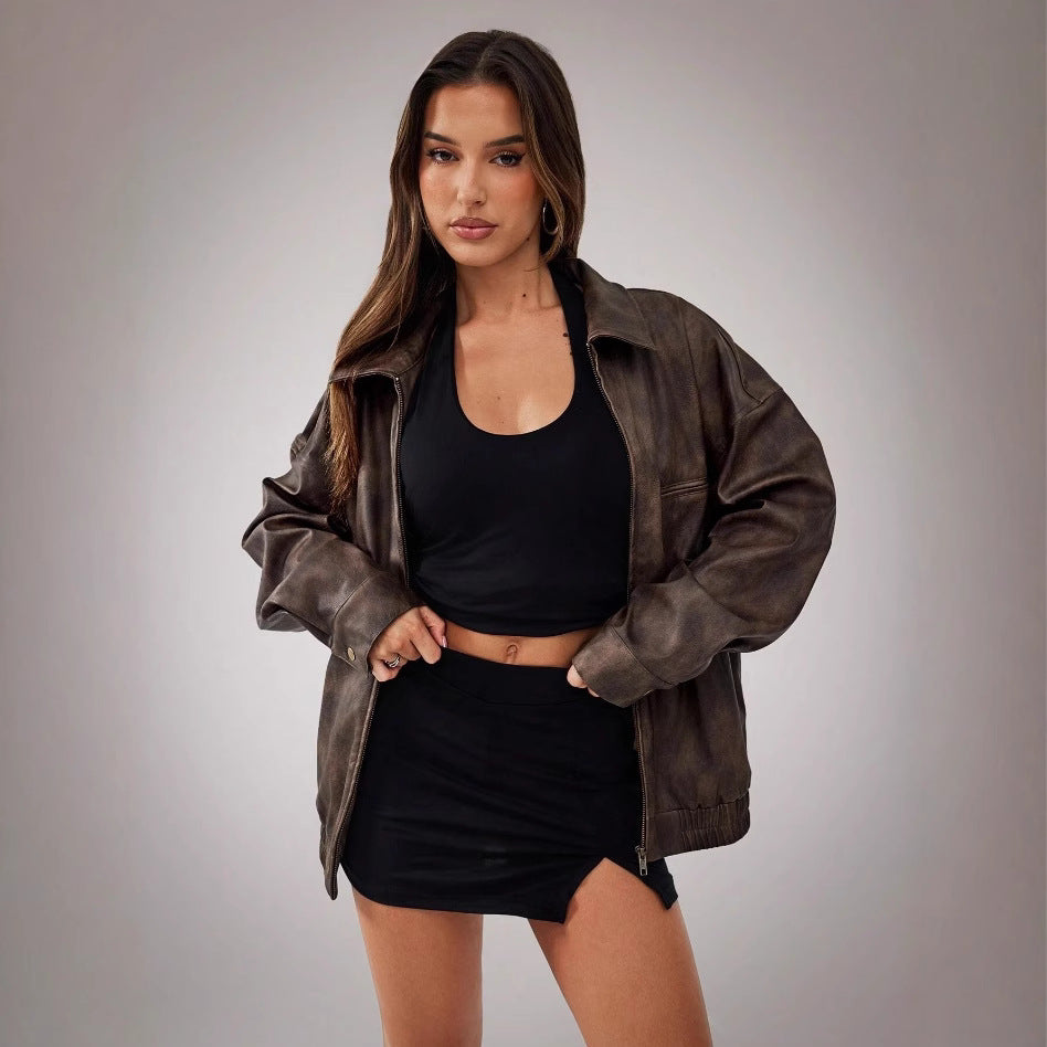 Damen Sportliche Oversized jacke mit praktischen Taschen und elastischem Saum EB