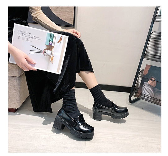 Damen Elegante Plateau-Mokassins mit modischer Sohle EB