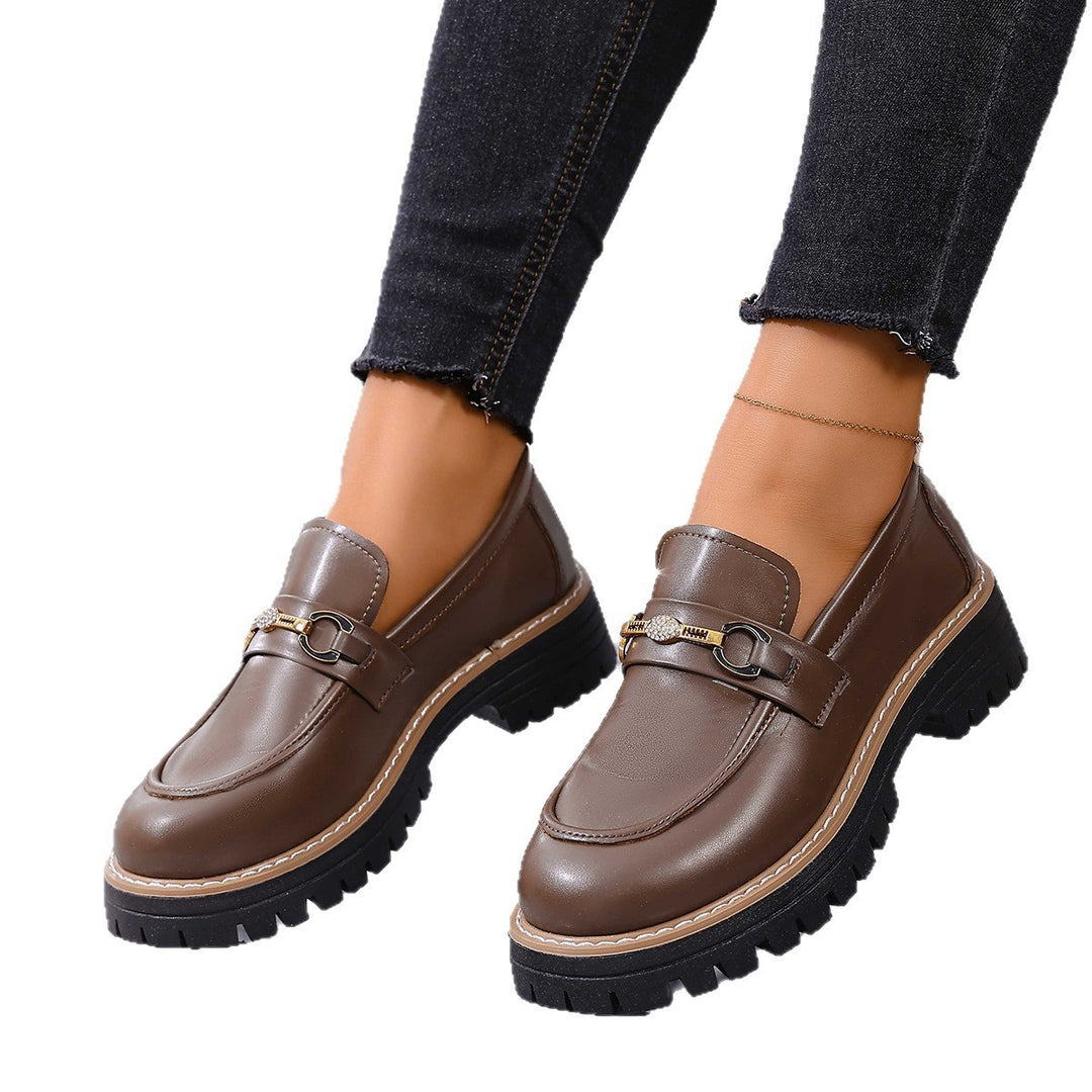 Damen Mokassins mit robustem Profil und modischem Schnallen-Detail EB