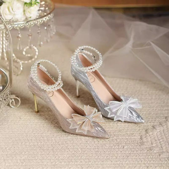 Damen glamouröse High Heels mit elegantem Blumenakzent EB