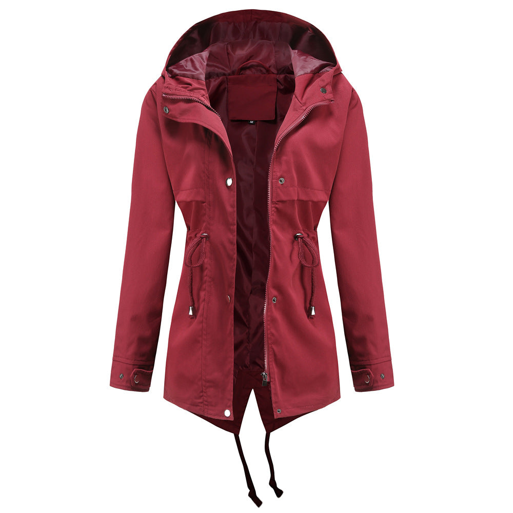 Damen nan wasserabweisender Parka mit taillenkordel und asymmetrischem Saum EB